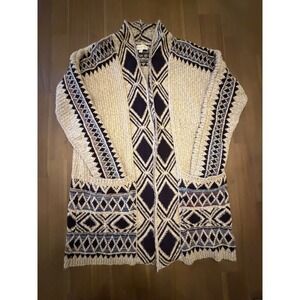 Lucky Brand Women's Geometric Print Long Cardigan Sweater Size M